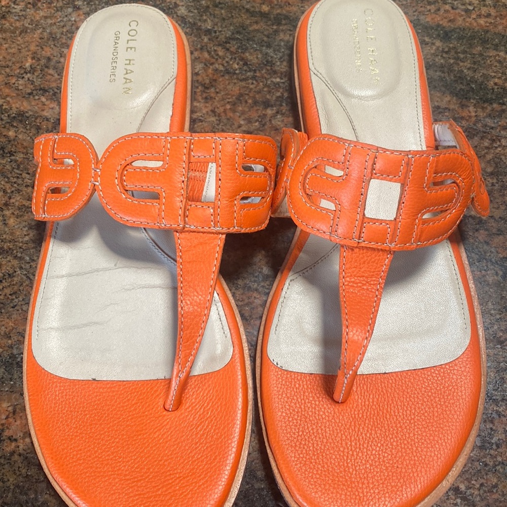 Cole Haan orange slip on sandals